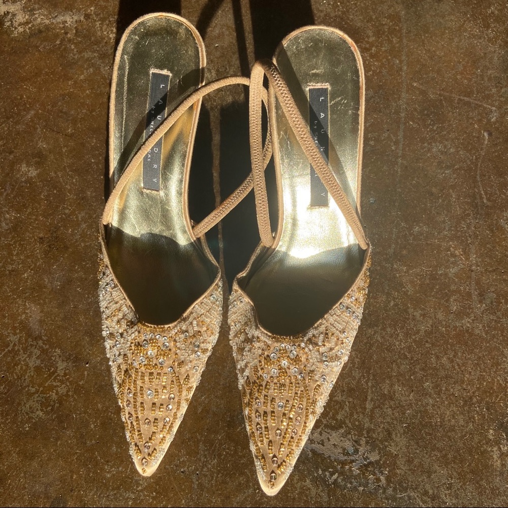 Shelli Segal Laundry Beaded-Sequined Slingback